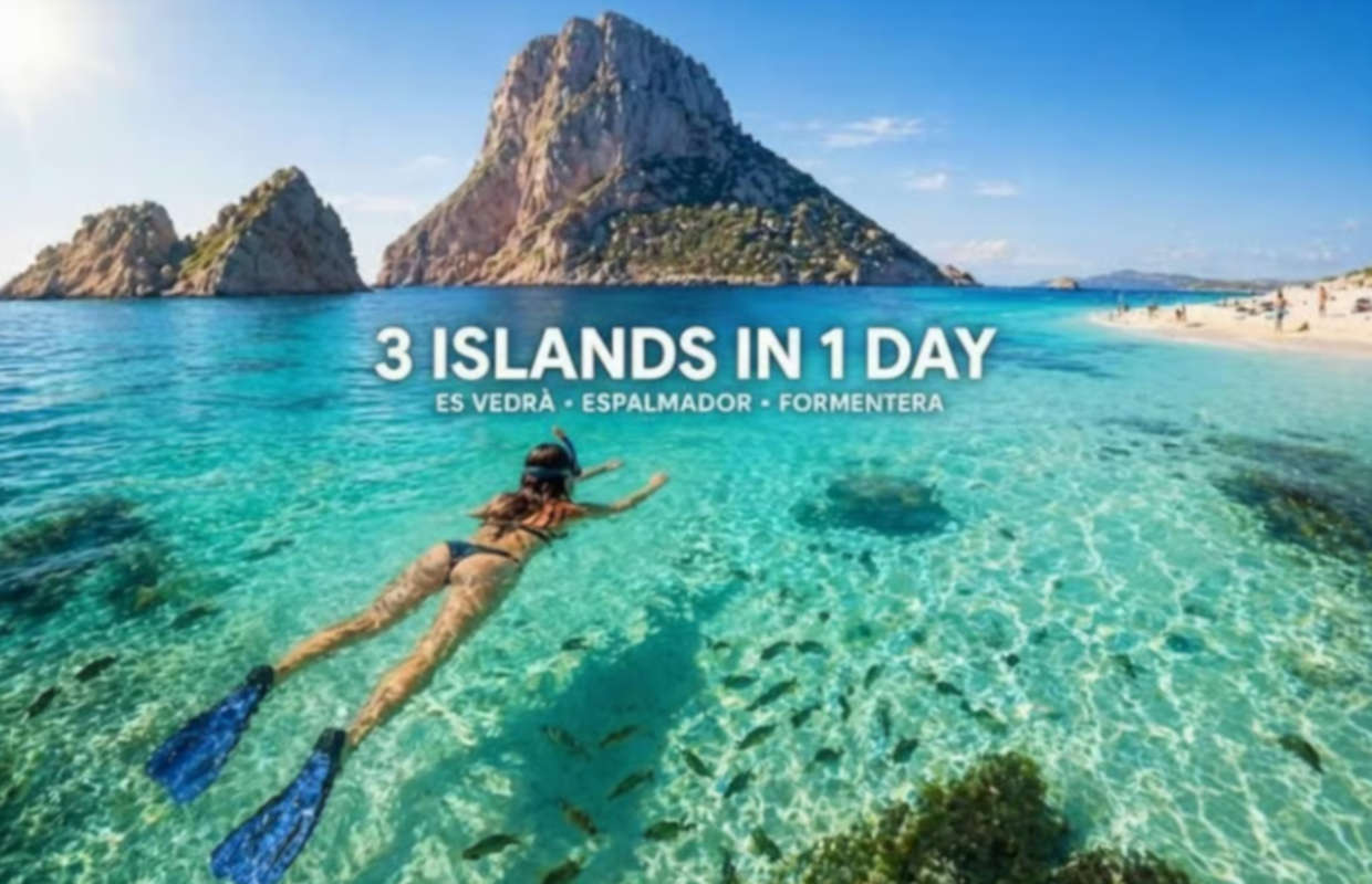 San Antonio boat tour to Es Vedrà and Formentera with food and drinks included